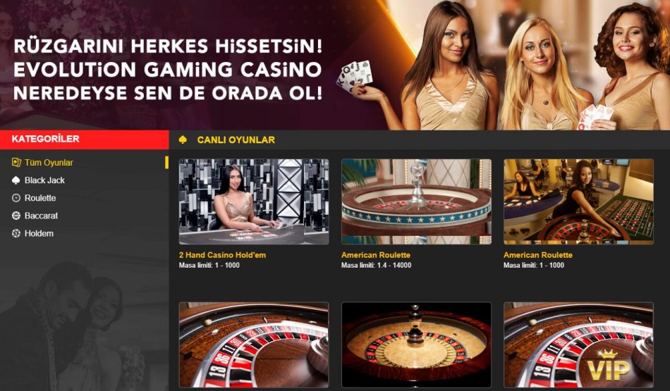Dinamobet casino sayfası